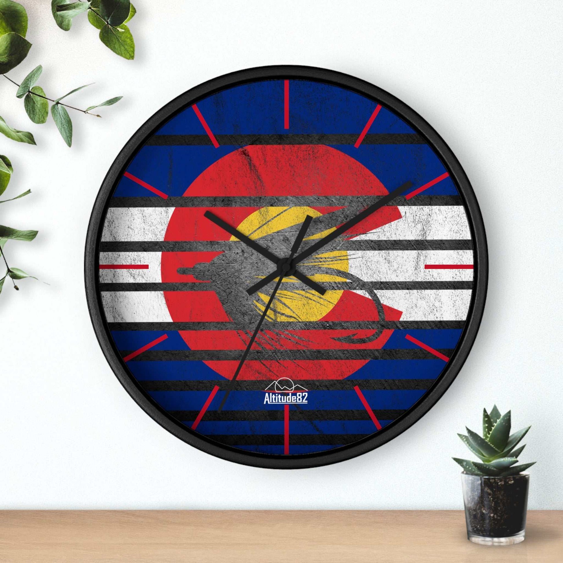 Colorado Fly Fishing Wall Clock Altitude82