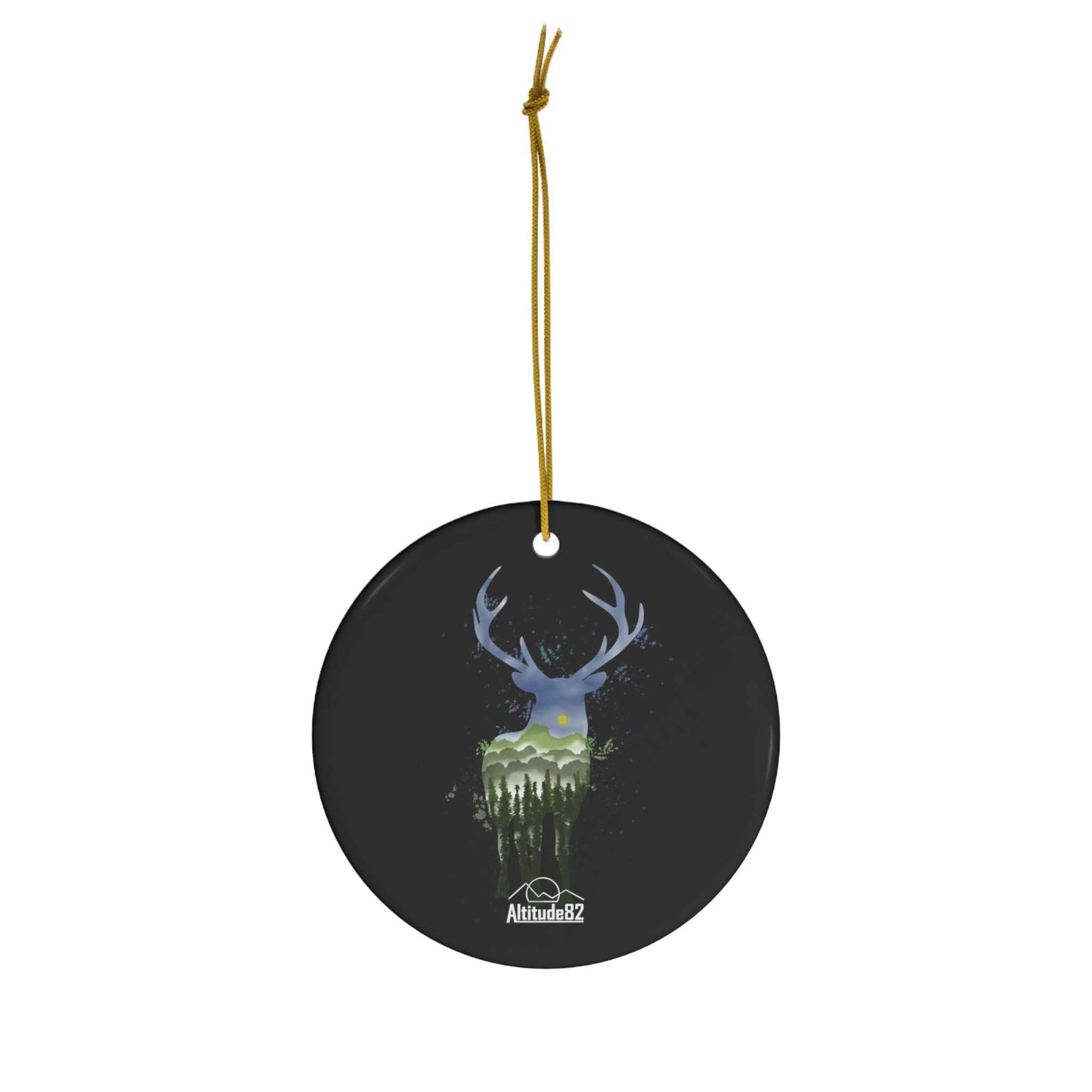 Ceramic Watercolor Elk Ornament